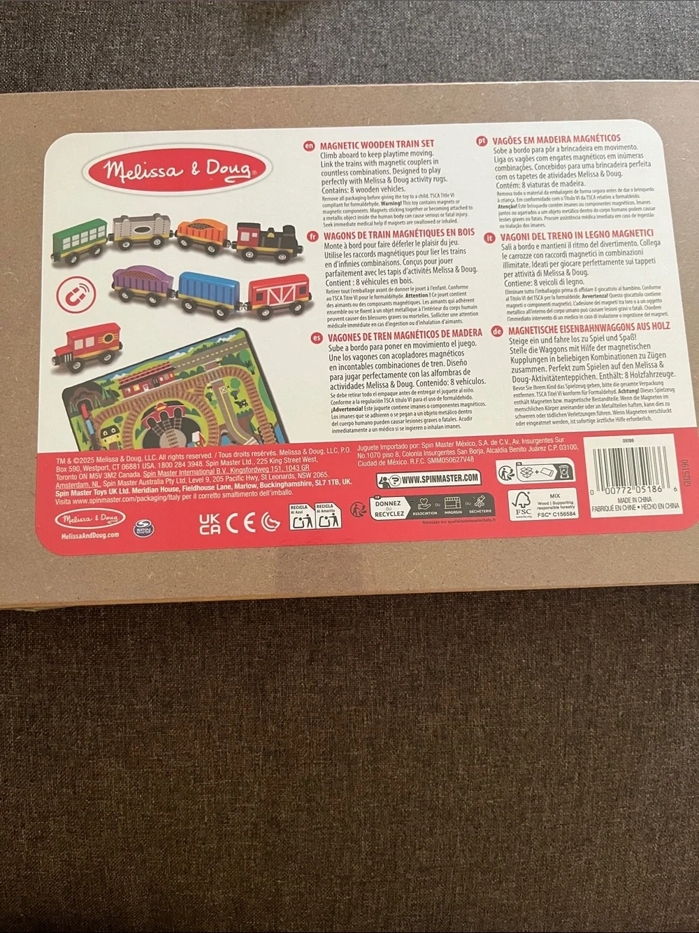 8-piece Melissa & Doug Wooden Magnetic Train Cars